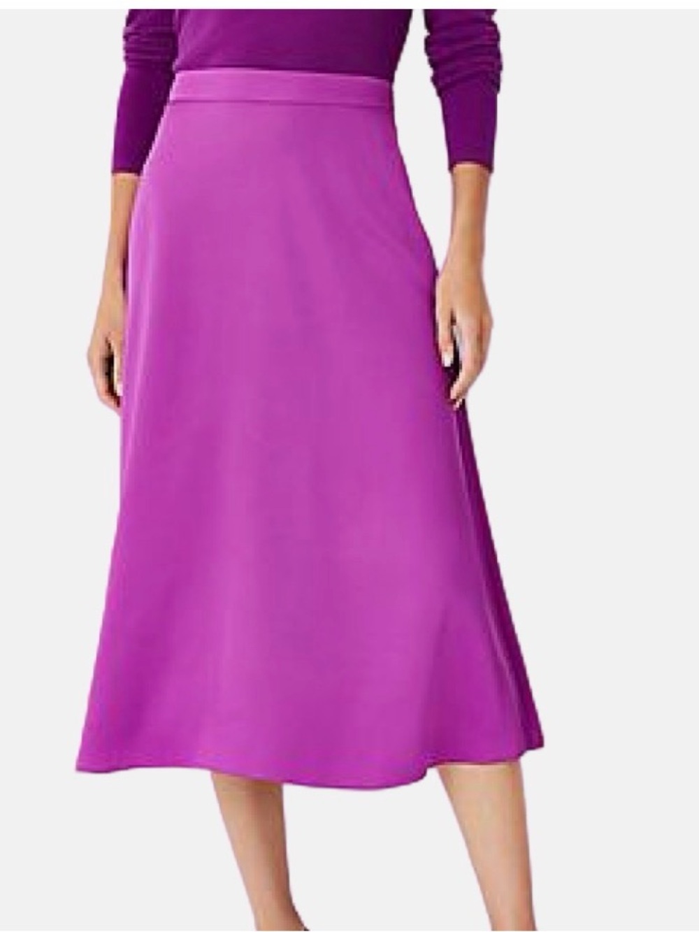 Ann Taylor Vibrant Magenta A-Line Midi Skirt